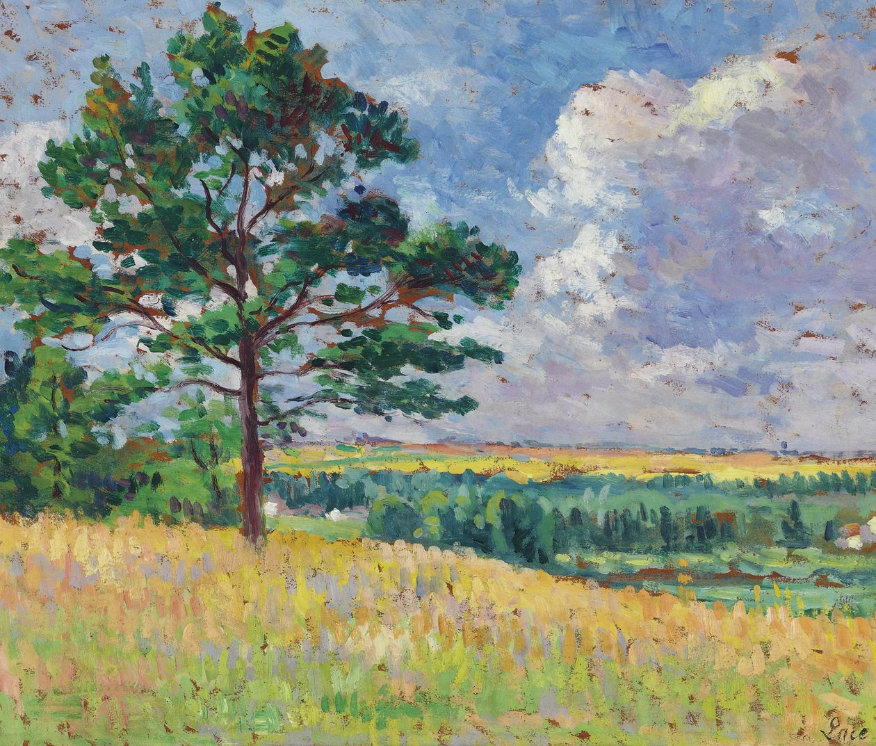 Krajobraz w pobliżu Merevillen autorstwa Maximilien Luce