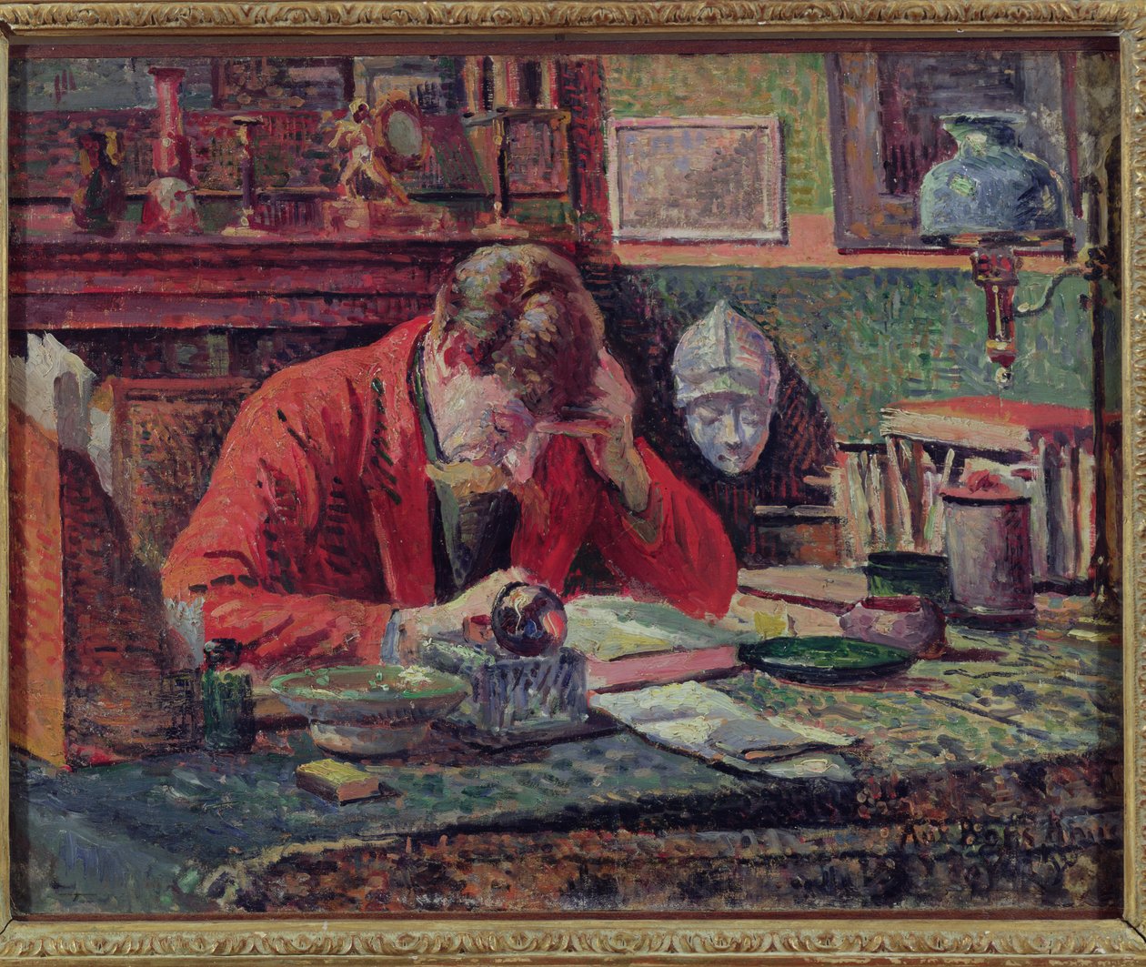 Emile Verhaeren (1855-1916) w swoim gabinecie, c.1897 autorstwa Maximilien Luce