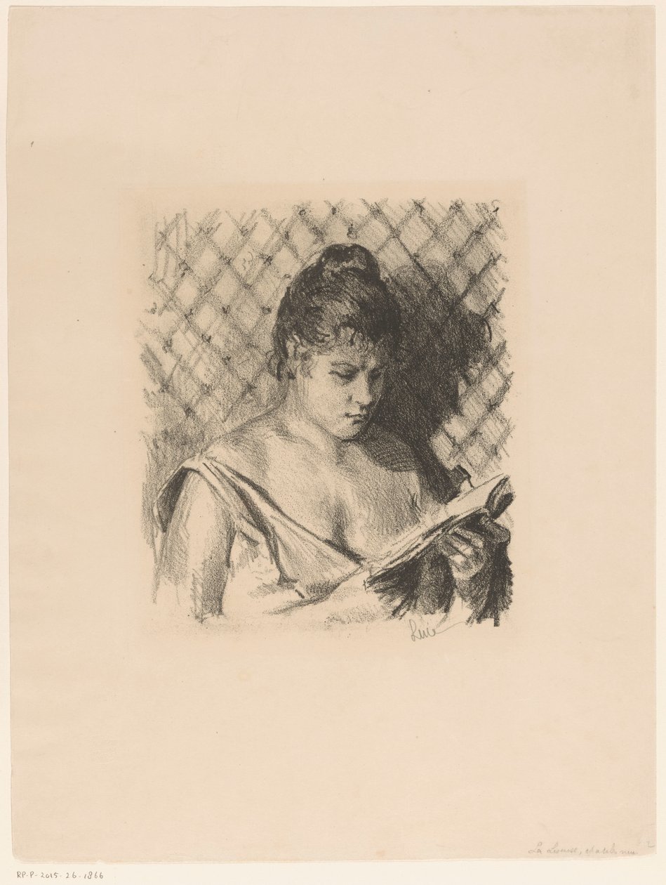 Kobieta czytająca z odkrytymi ramionami autorstwa Maximilien Luce (signed by artist)