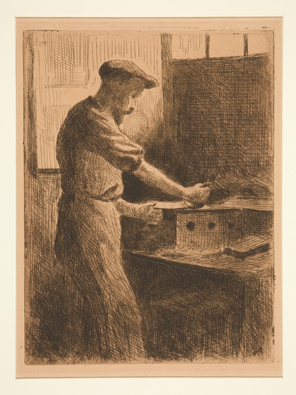 Auguste Delâtre przy pracy autorstwa Maximilien Luce