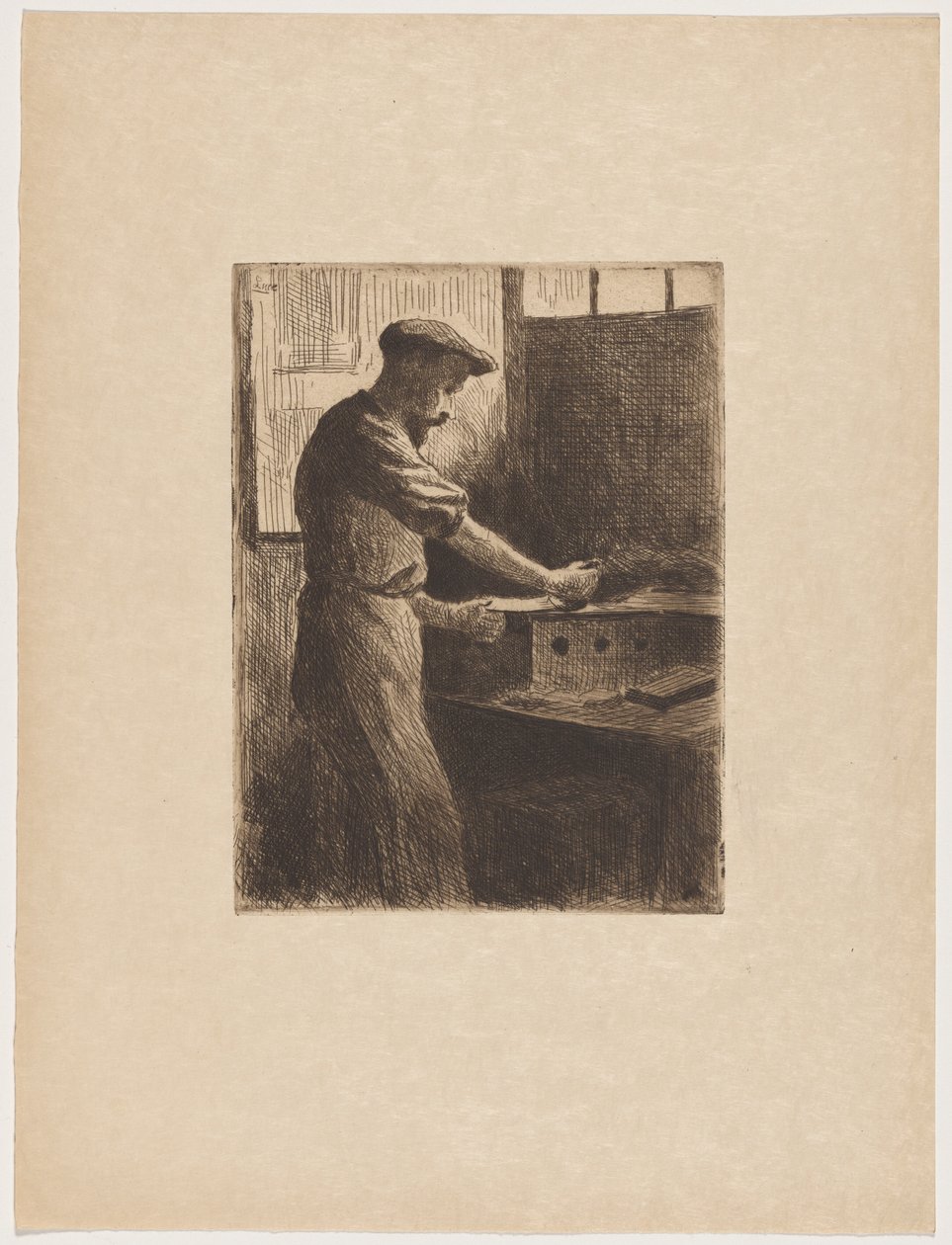 Auguste Delâtre przy pracy autorstwa Maximilien Luce
