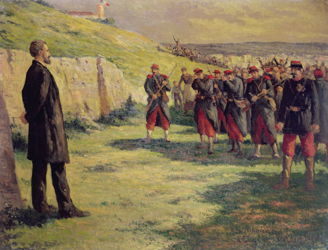 Oddział strzelców przed rozstrzelaniem Eugeniusza Warlina, ok. 1918 r. autorstwa Maximilien Luce