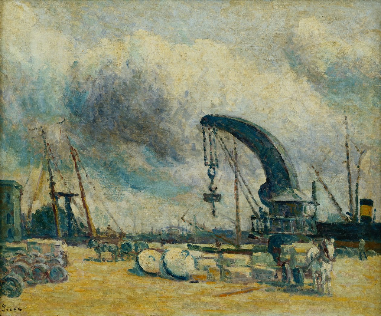 Port, Nabrzeże w Schiedamm, 1907 autorstwa Maximilien Luce