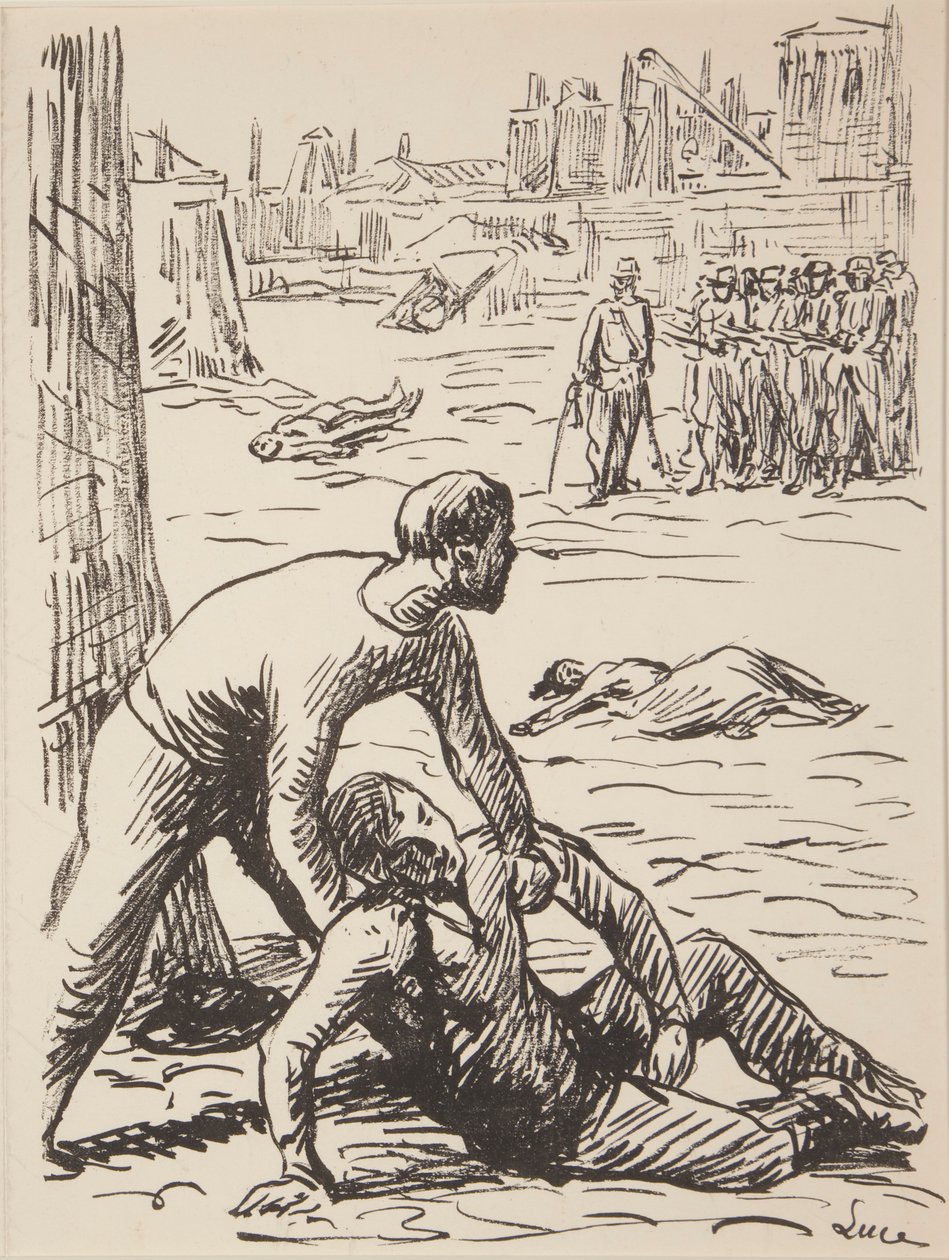 Dziewięć druków bez tytułu z tematami politycznymi autorstwa Maximilien Luce