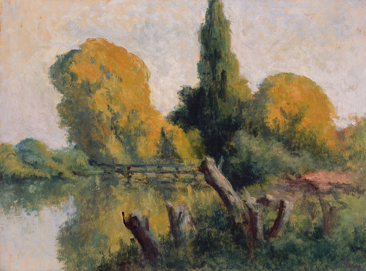Rolleboise, Małe ramię Sekwany jesienią, ok. 1925 autorstwa Maximilien Luce