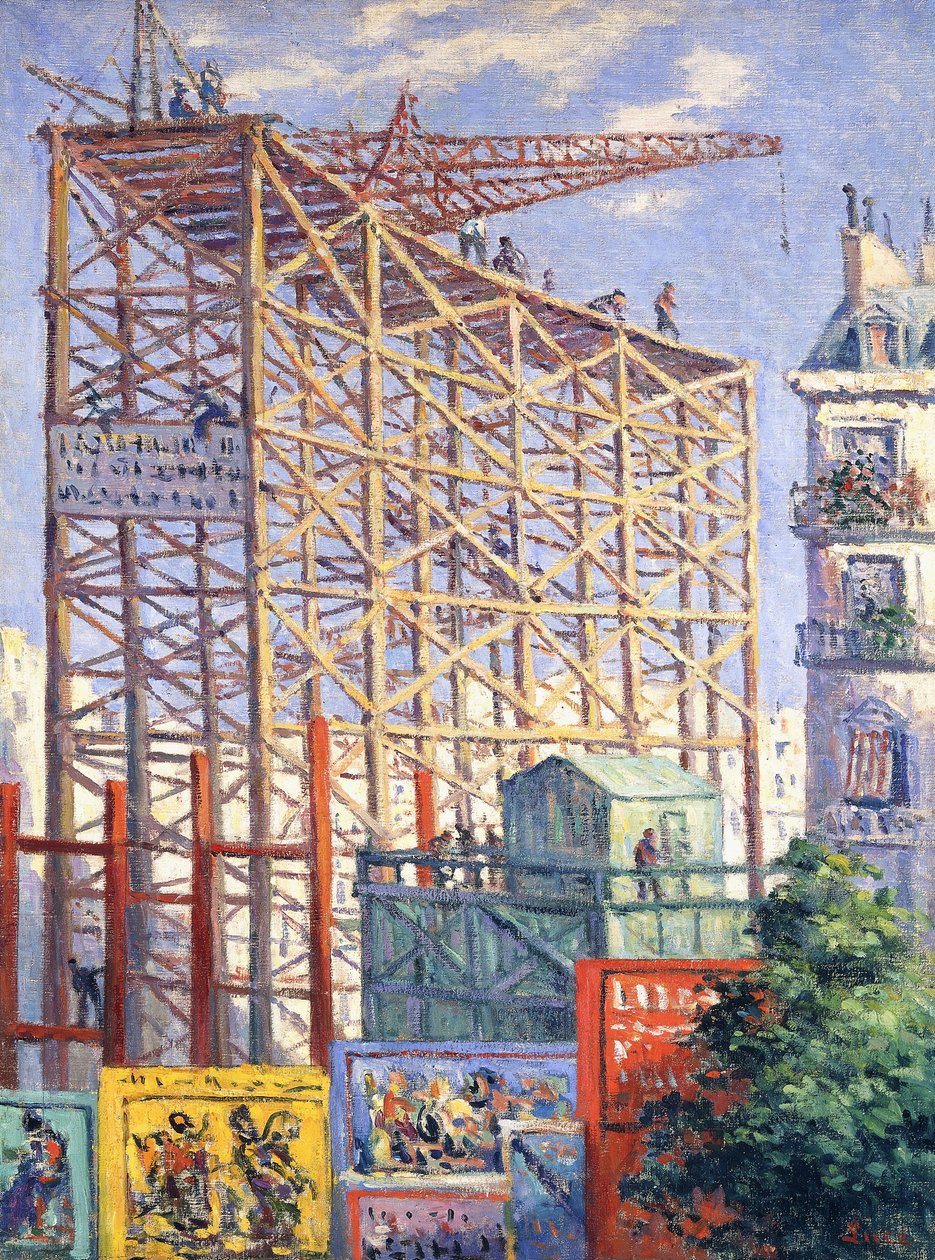 Rusztowania i plakaty, ok. 1912 autorstwa Maximilien Luce