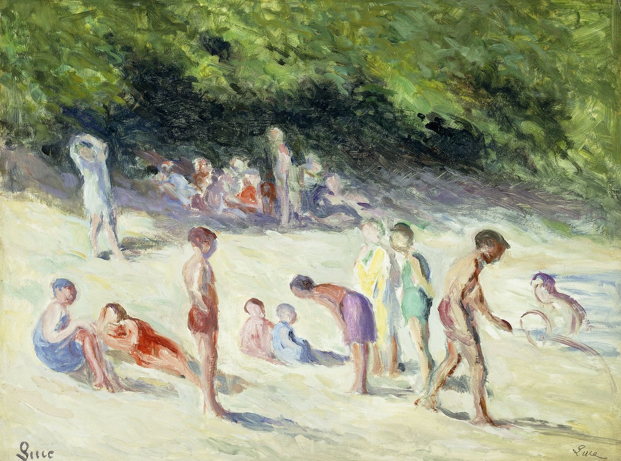 Kąpiących się z Mericourt; La Baignade a Mericourt, 1935 autorstwa Maximilien Luce