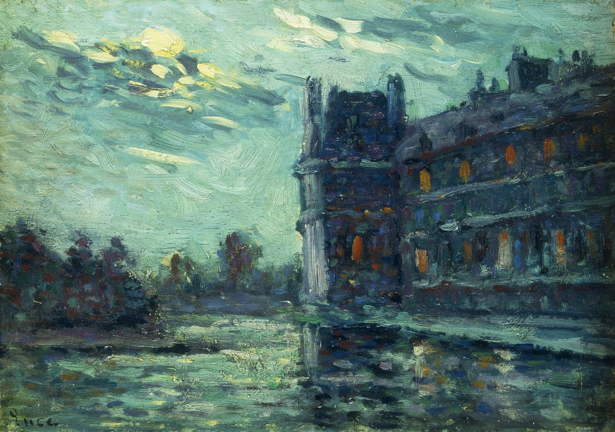Powodzie z 1910 r., Pavillon de Flore, w Luwrze, Paryż; Powodzie z 1910 r., Le Pavillon de Flore, 1910 r. autorstwa Maximilien Luce