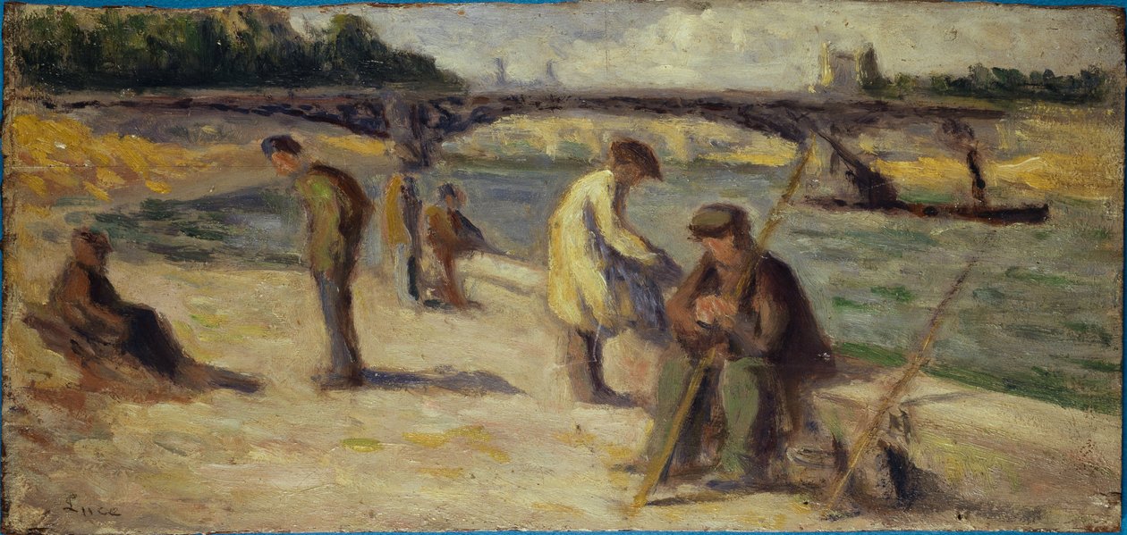 Brzeg rzeki Quai Malaquais, przed 1936 (olej na drewnie) autorstwa Maximilien Luce