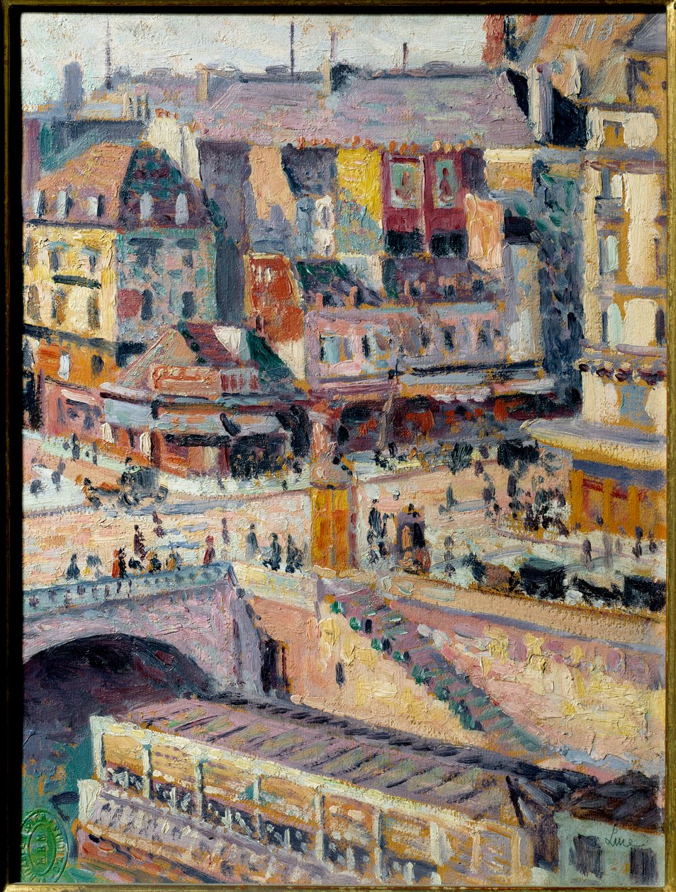 Most św. Michała i Nabrzeże Złotnika. Olej na papierze marufle na isorel. Obraz Maksymiliana Luce (1858-1941) autorstwa Maximilien Luce