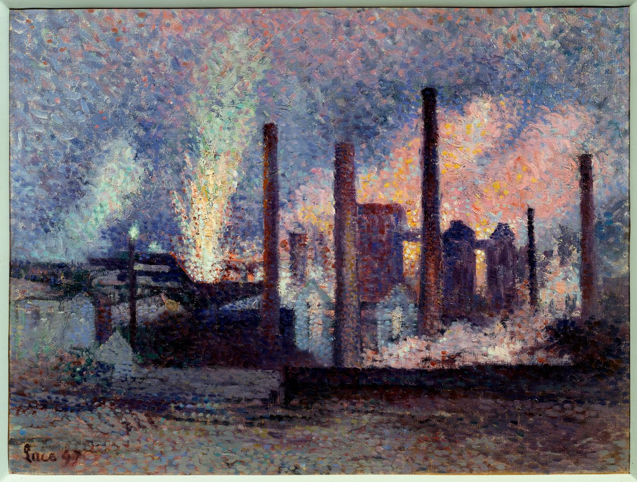 Widok huty w Charleroi, Belgia Obraz Maximilien Luce (1858-1941) 1897 nd. 0,38x0,51 m Paryż, musee d