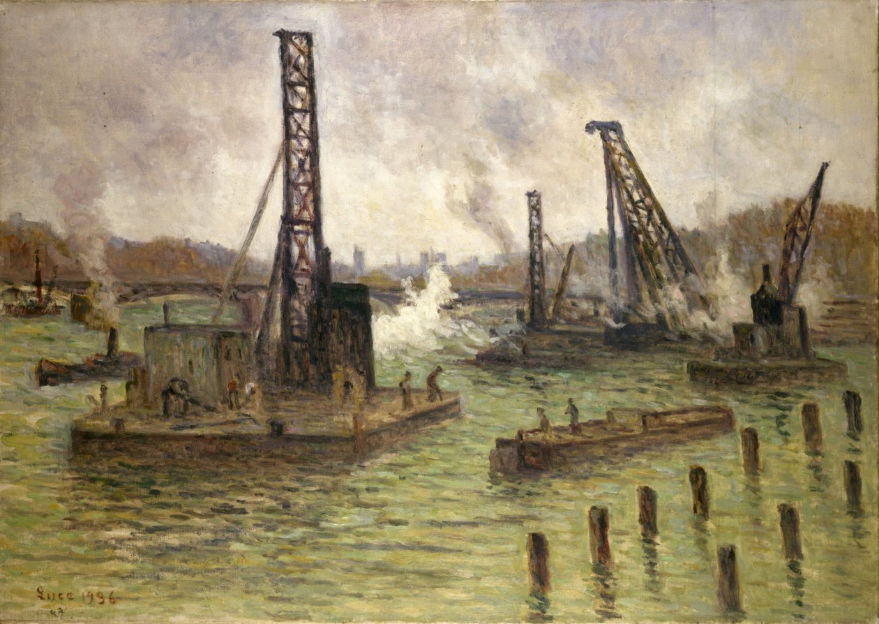 Prace nad Sekwaną, Pont des Saints-Pères autorstwa Maximilien Luce