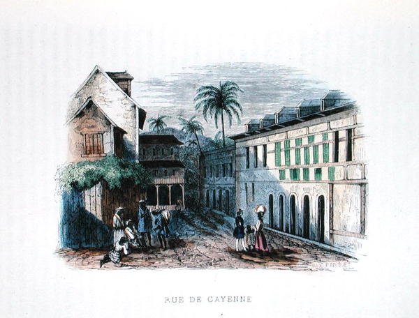 Rue de Cayenne, Gujana Francuska, ilustracja z "Les Francais par Eux-memes", wyd. L.Curmer autorstwa Maximilien Radiguet