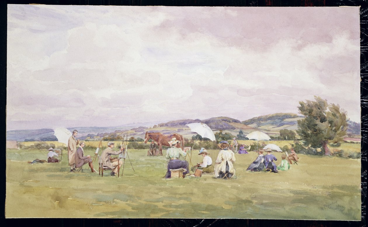 Przyjęcie szkicowe w Cotswolds, ok. 1910 (akwarela na papierze) autorstwa May Francis