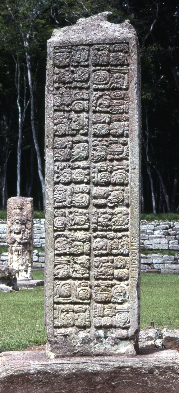 Tył steli A, Copan, Późny Okres Klasyczny, ok. 730 n.e. autorstwa Mayan