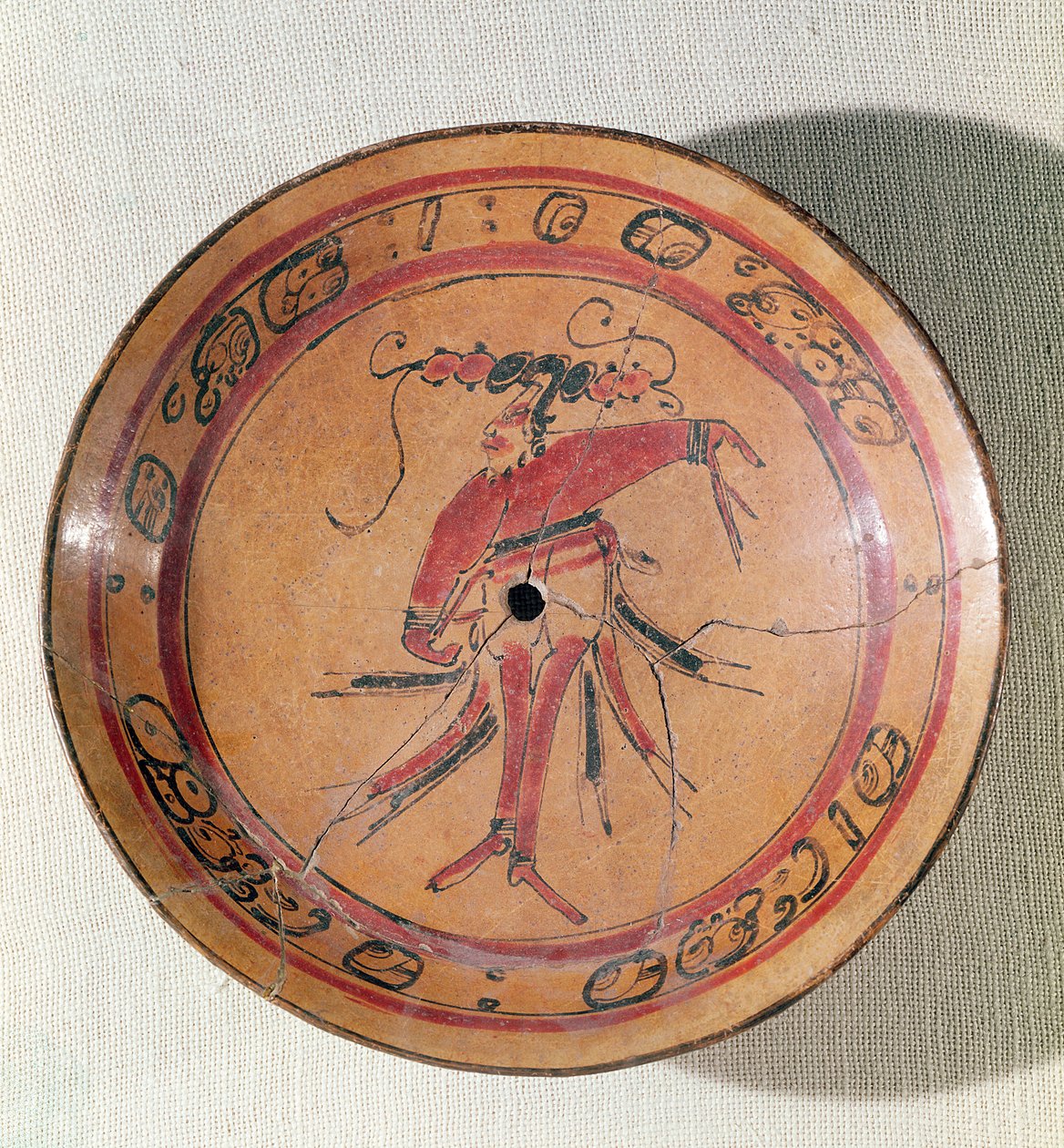 Duży trójnóg przedstawiający aktora lub tancerza, 600-950 (terakota malowana) autorstwa Mayan