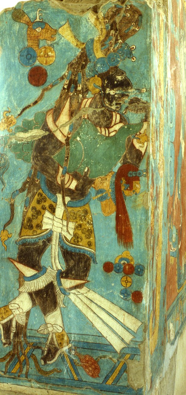 Władca Majów w Cacaxtla, okres późnoklasyczny (mural) autorstwa Mayan