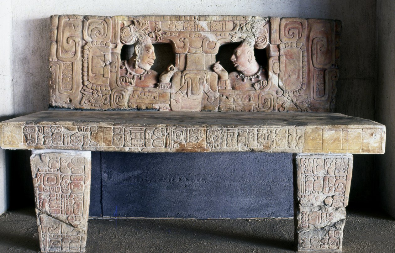 Tron 1 z Piedras Negras, Usamacinta, Gwatemala, późny okres klasyczny (600-900) autorstwa Mayan