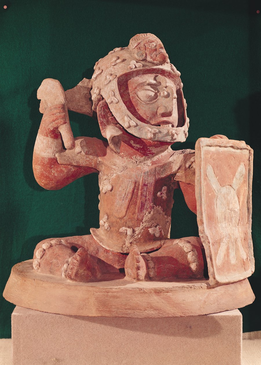 Wieko na urnę z postacią wojownika, Gwatemala, okres klasyczny, 600-950 (terakota) autorstwa Mayan