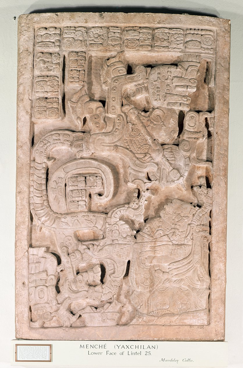 Nadproże Yaxchilan 25, okres późnego klasyku, 600-900 ne (wapień) autorstwa Mayan