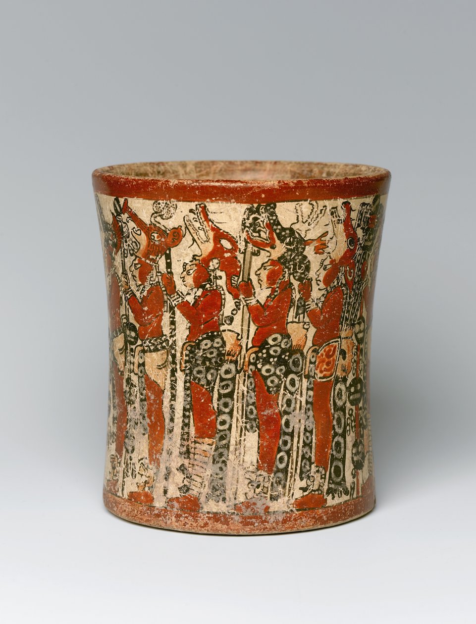Cylindryczne naczynie, znalezione na Jukatanie w Meksyku, ok. 550-950 (ceramika) autorstwa Mayan