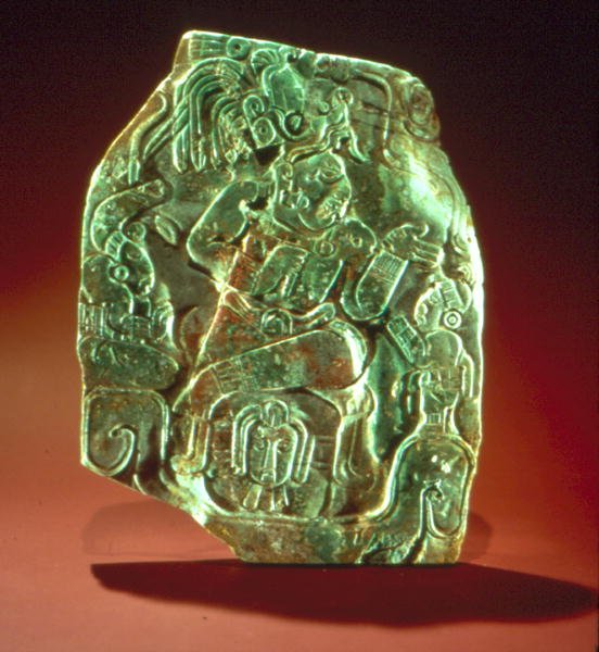 Tabliczka przedstawiająca króla z dworzanami (jadeit) autorstwa Mayan