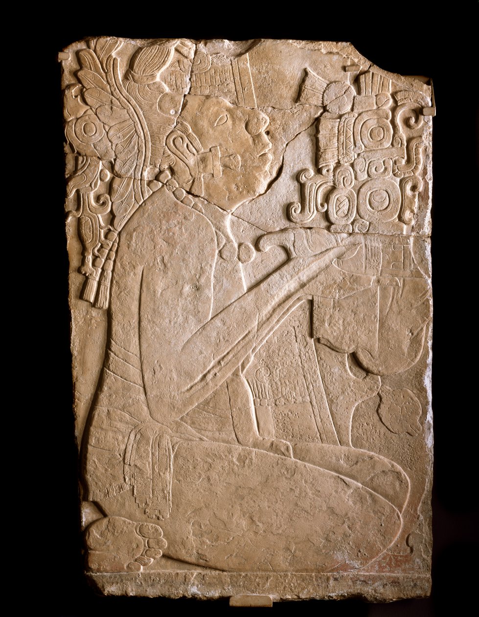 Seated Male from a relief panel, 702-64 (limestone with traces of paint) autorstwa Mayan