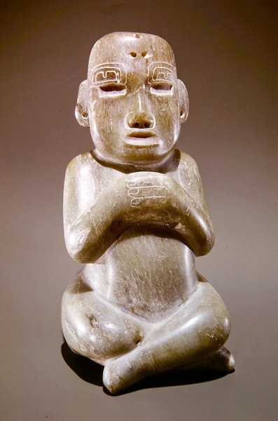 Statuetka znaleziona w złożu Majów Early Classic w Uaxactun, departament El Peten (fuchsite) autorstwa Mayan