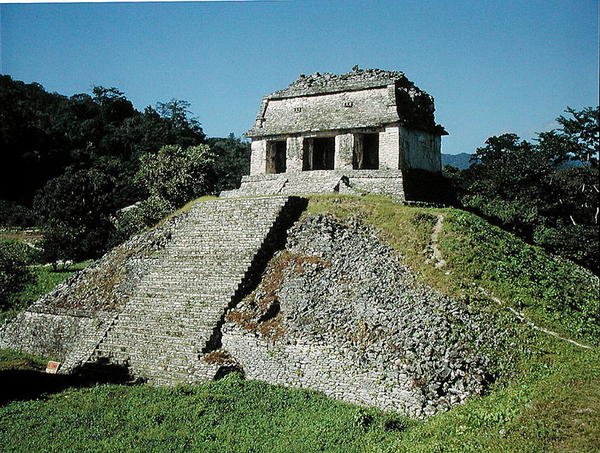 Widok świątyni hrabiego, ok. 697 rne autorstwa Mayan