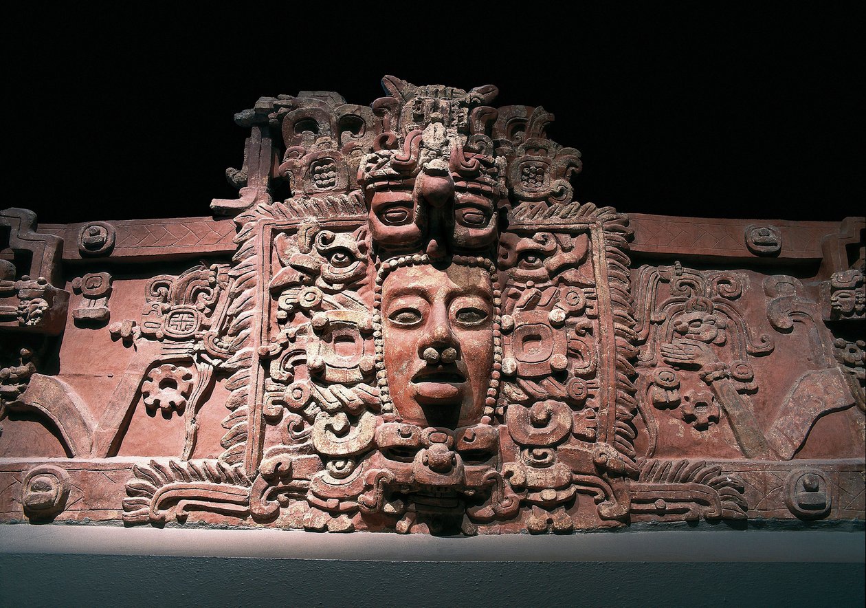 Bóg słońca Kinich Ahau, ze stanu Campeche, cywilizacja Majów, VI-IX w. (stiuk) autorstwa Mayan