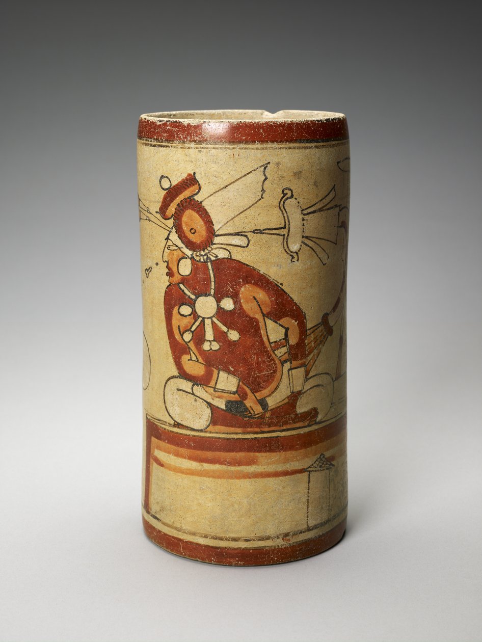 Wazon ze sceną prezentacyjną, 600-900 AD (ceramiczne z poślizgiem) autorstwa Mayan