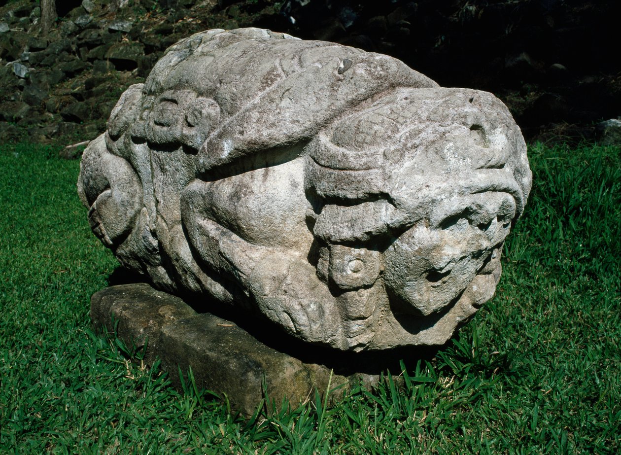 Ołtarz zoomorficzny wyrzeźbiony w bryle gresu autorstwa Mayan