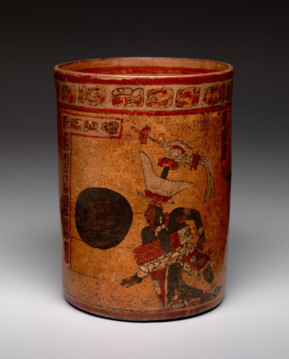 Cylindryczne naczynie ze sceną gry w piłkę, późny klasyc, ok.682-701 (ceramika) autorstwa Mayan Mayan