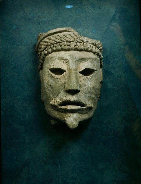 Maska Pogrzebowa, Comalcalco, Tabasco, Meksyk (stiuk) autorstwa Mayan Mayan