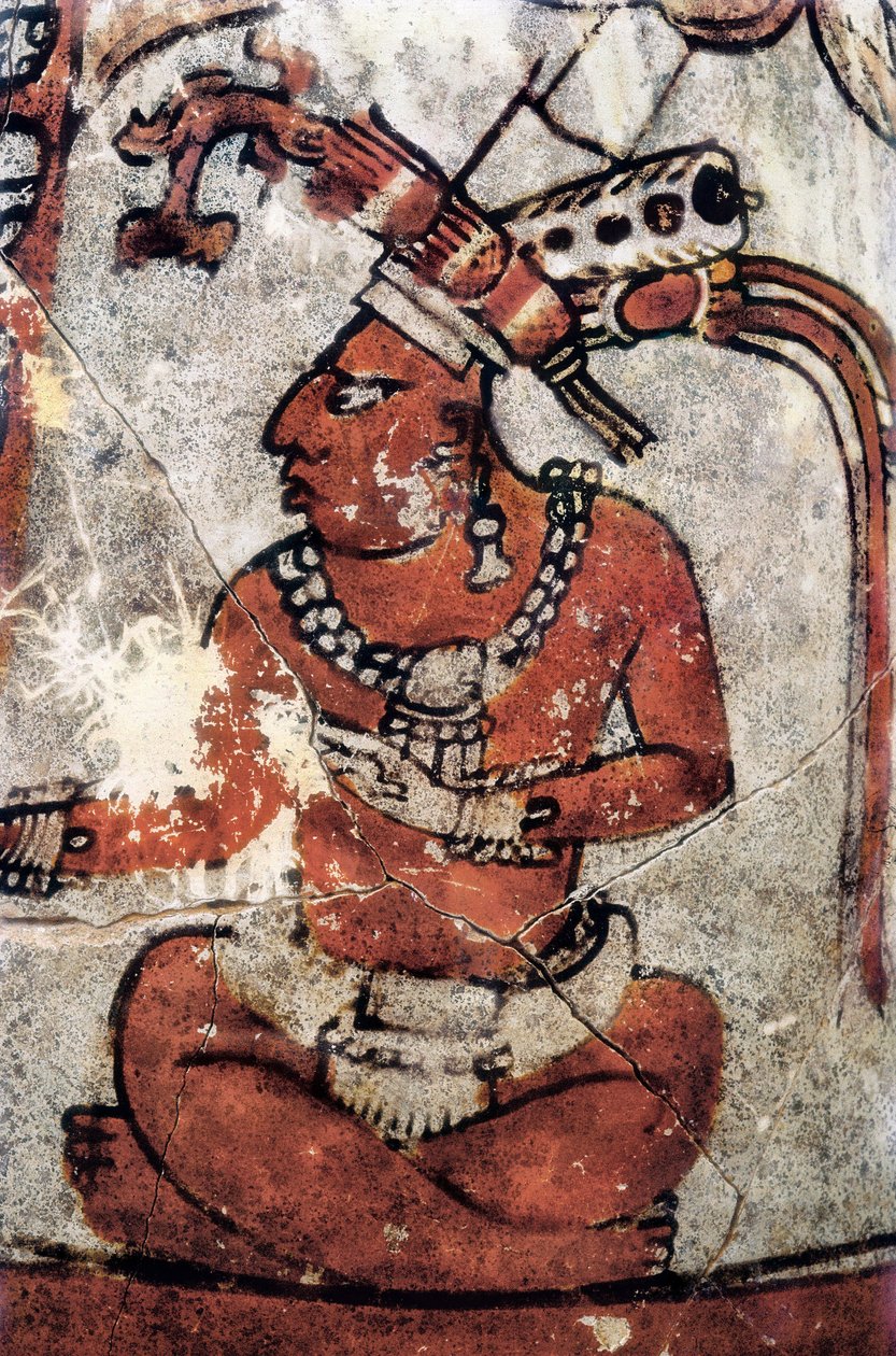 Wojownik Majów. Ceramika polichromowana, sztuka Majów, VII. Narodowe Muzeum Archeologii i Etnologii Tikal (Gwatemala). autorstwa Mayan Mayan