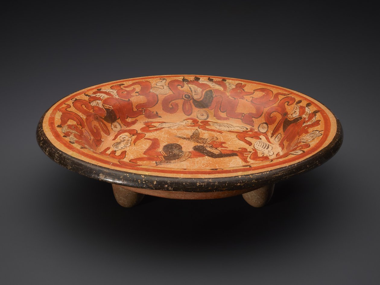 Płytka statywu z Bogiem N i Coatimundis, 600-900 AD (ceramiczna) autorstwa Mayan Mayan