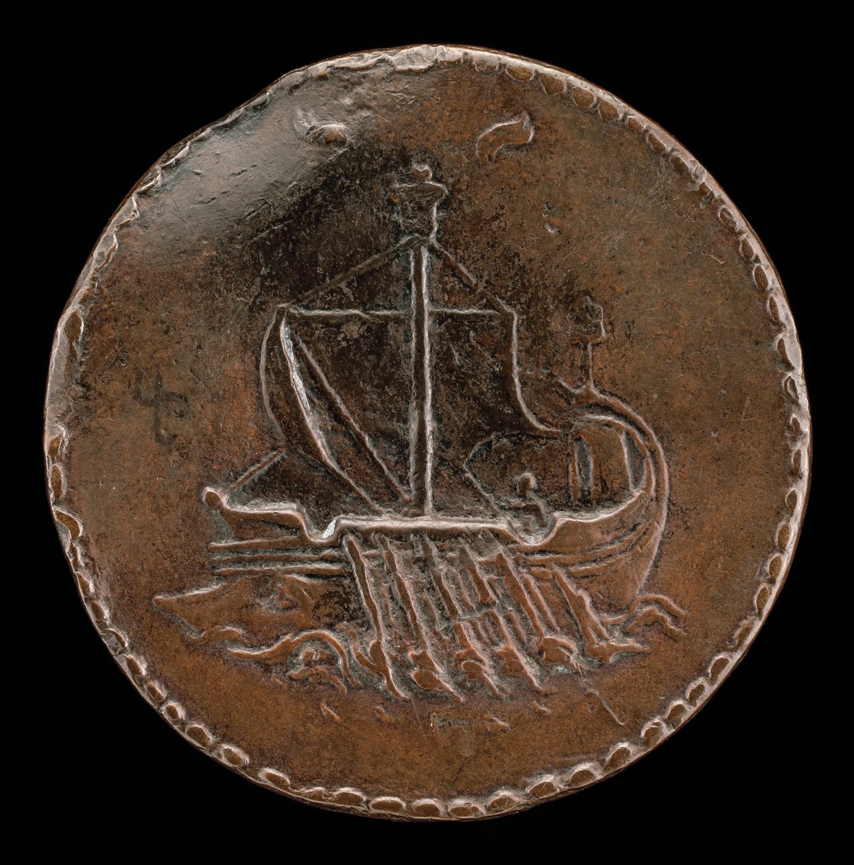 Kambuz w pełnym żaglu [rewers], ok. godz. 1510. autorstwa Mea
