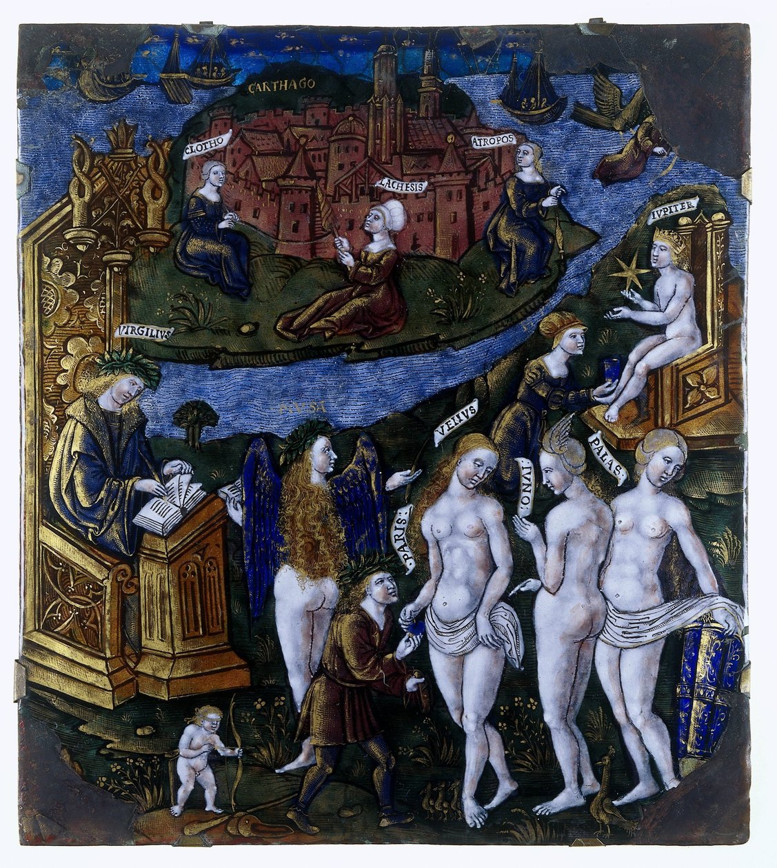Tablica z wyrokiem Paryża autorstwa Meester van de Aeneis (attributed to)