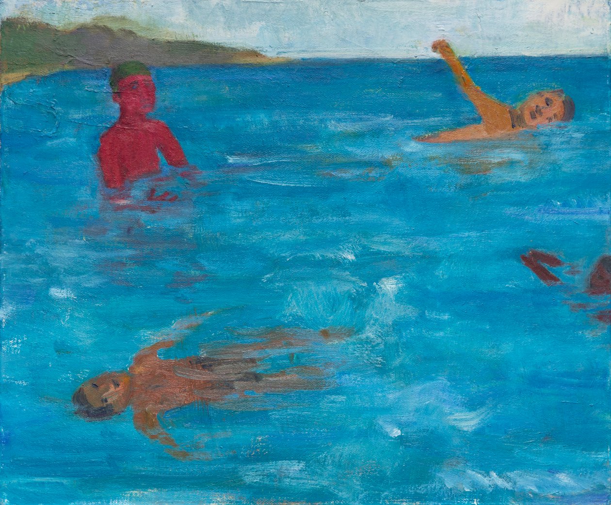 Four Swimmers, 2017 (olej na płótnie) autorstwa Megan Williamson