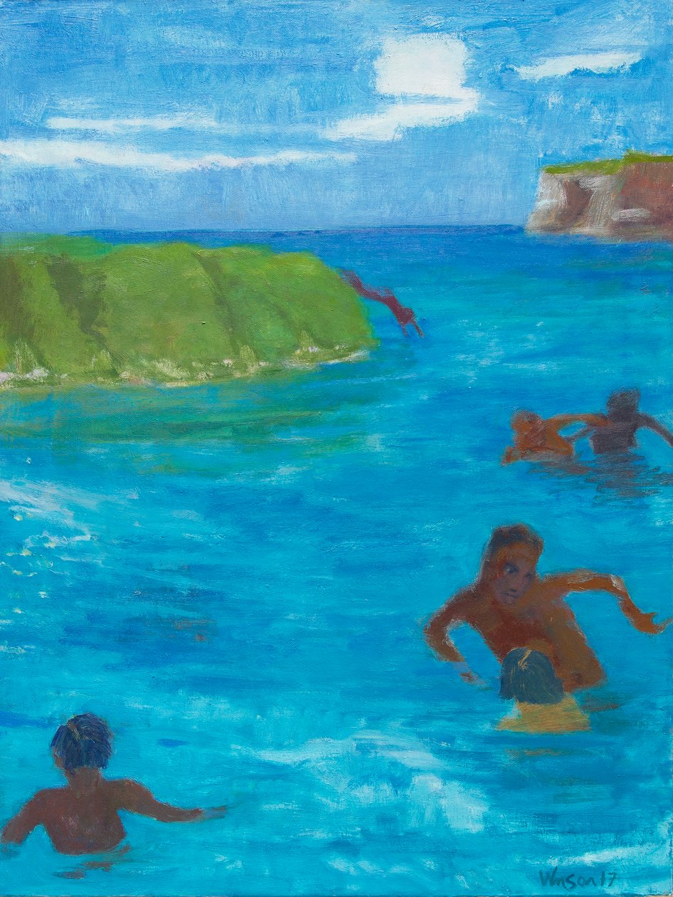 Six in the Water, 2017 (olej na płótnie) autorstwa Megan Williamson