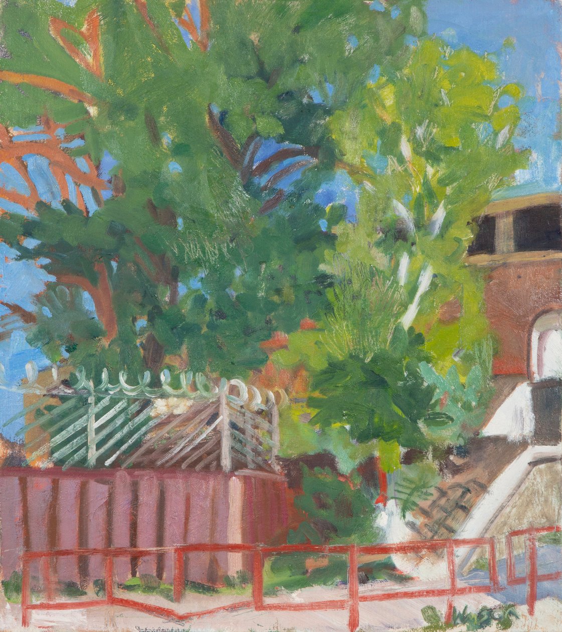 Three Fences, 2012 (olej na płótnie) autorstwa Megan Williamson