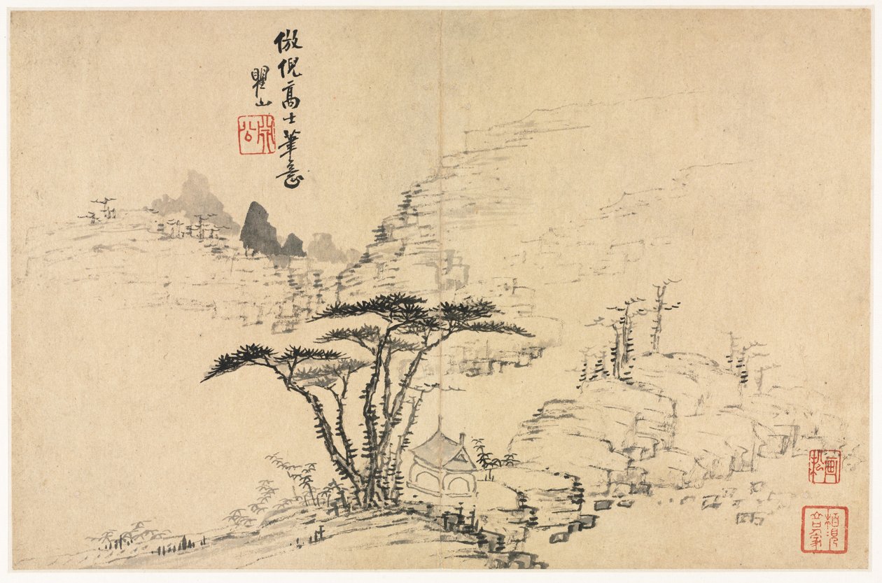 Pejzaże w różnych stylach według dawnych mistrzów, 1690. autorstwa Mei Qing