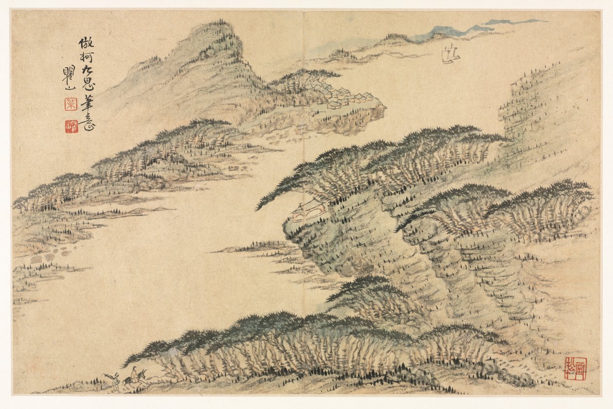 Pejzaże w różnych stylach według dawnych mistrzów, 1690. autorstwa Mei Qing