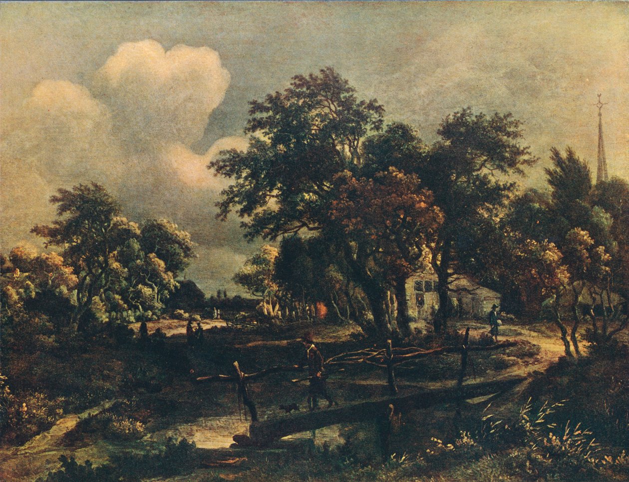 Most Rustykalny, XVII w., 1909 autorstwa Meindert Hobbema