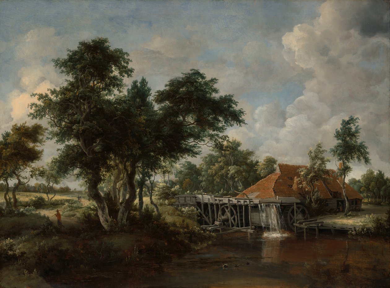 Młyn Wodny z Wielkim Czerwonym Dachem, 166265. autorstwa Meindert Hobbema
