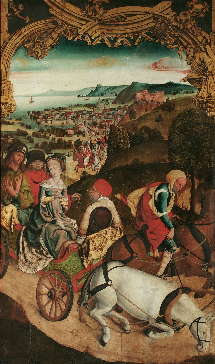 lot świętych Cantius, Cantianus i Cantianilla (wewnątrz); Chrystus na Górze Oliwnej (na zewnątrz) autorstwa Meister des Krainburger Altars