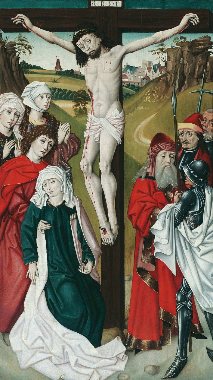 Ukrzyżowanie Chrystusa autorstwa Meister des Schottenaltars (Werkstatt)