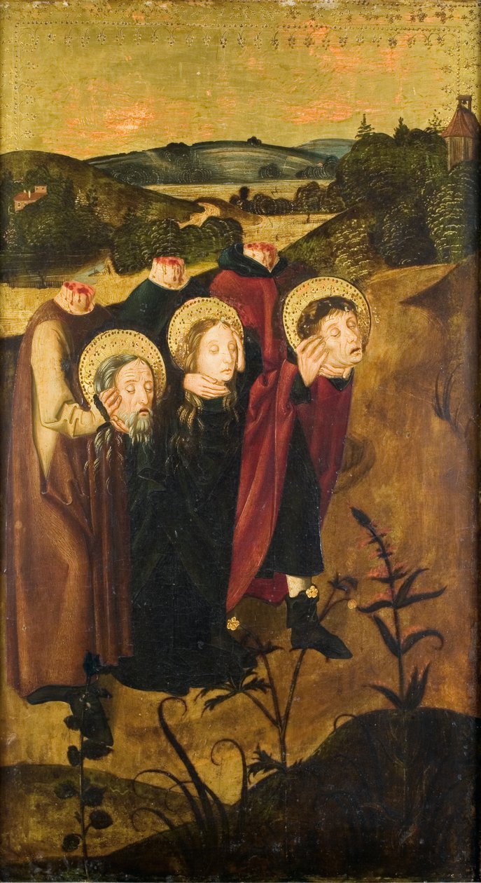 Ścięty św. Feliks, Regula i Exuperantius w drodze do grobu autorstwa Meister des Winkler Epitaphs