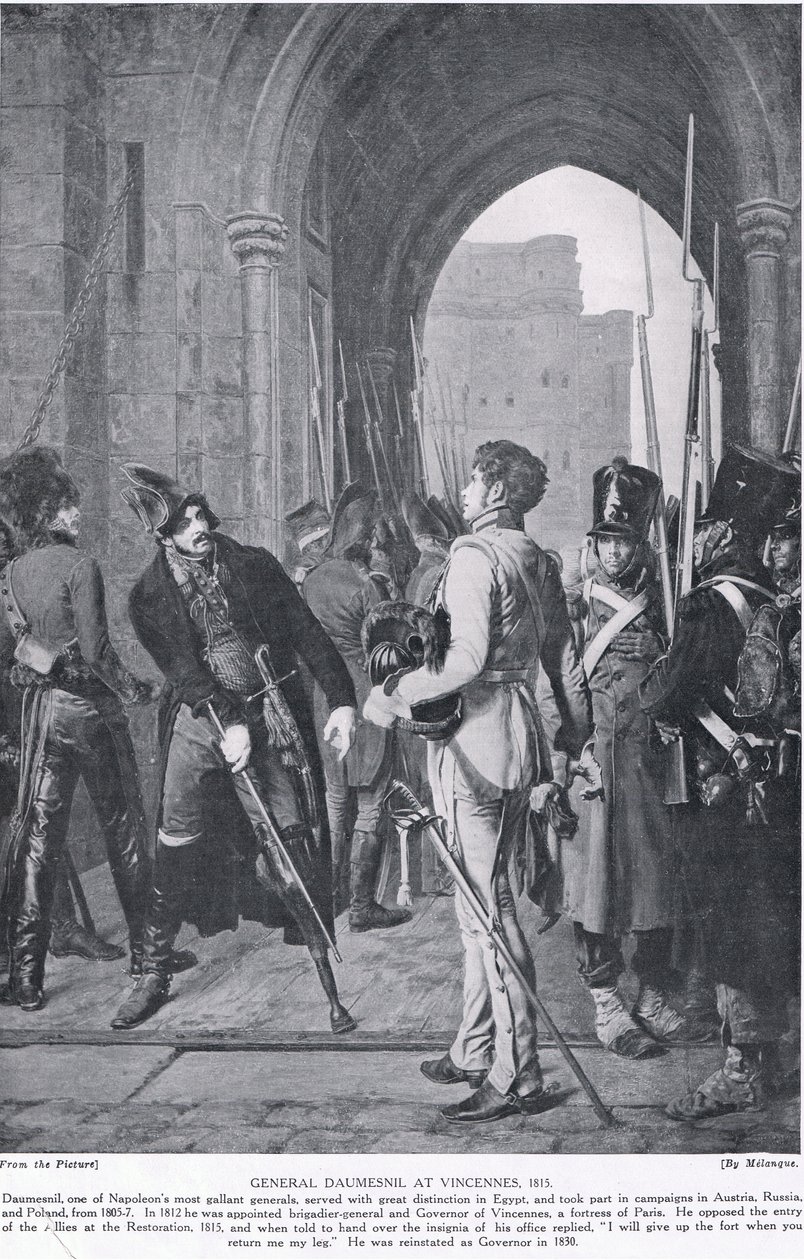 Generał Daumesnil w Vincennes, 1815, ilustracja z „Historia Narodów Hutchinsona”, c.1910 autorstwa Melanque