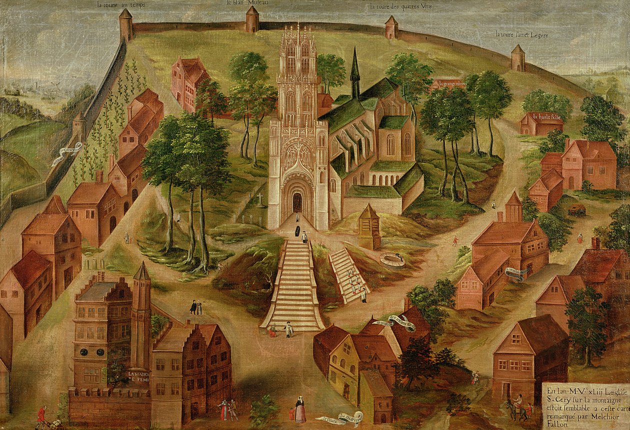 Kościół Saint-Gery, Cambrai, na Mont des Boeufs, 1543 autorstwa Melchior Fallon